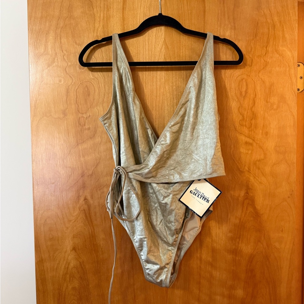 Jean Paul Gaultier For Target One Piece Swimsuit Swim Bathing Suit Metallic XL
